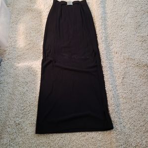 Black nylon maxi skirt
